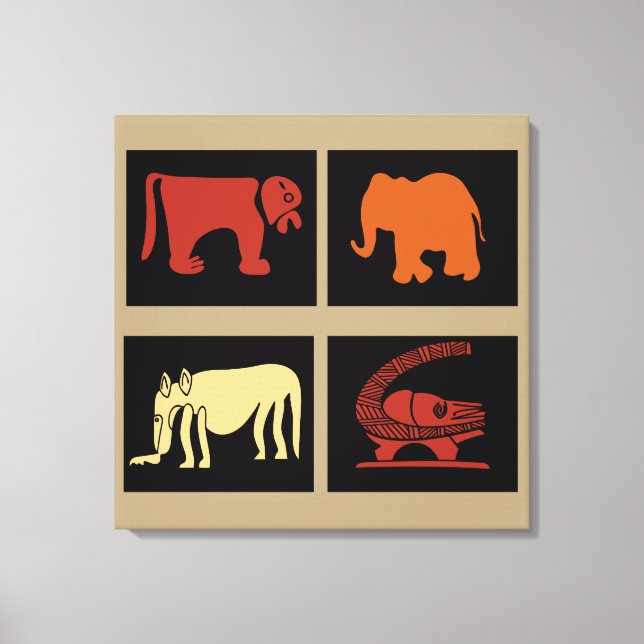 Impressão Em Tela Arte moderna abstrata de animais africanos (Frente)
