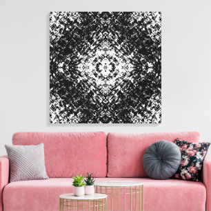 Impressão Em Tela Arte Moderna Abstrata Hipnótica em Preto e Branco