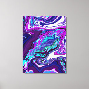 Impressão Em Tela Arte Moderna Abstrato Roxa, Azul e Teal