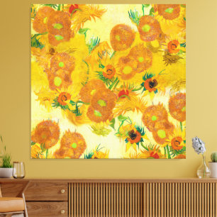 Impressão Em Tela Arte Moderna Amarelo Laranja Girassol Pintura Óleo
