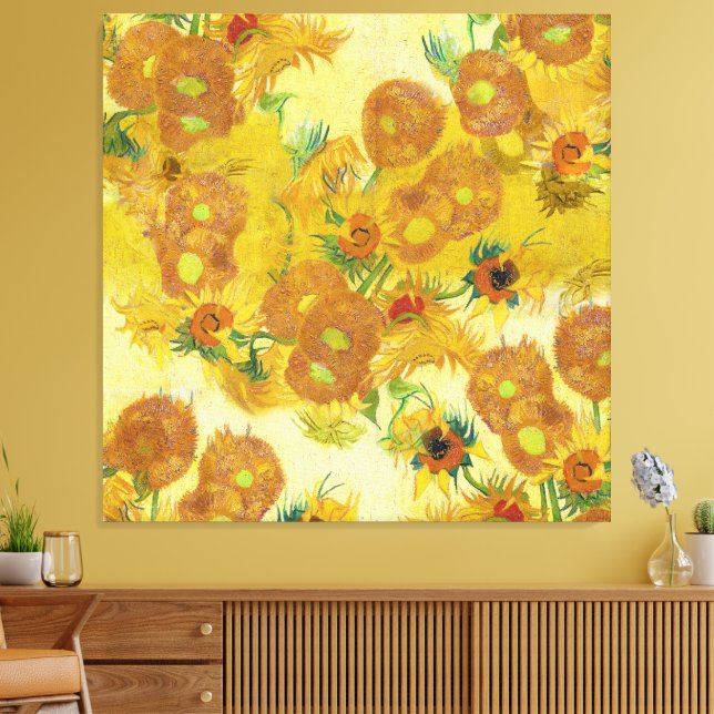 Impressão Em Tela Arte Moderna Amarelo Laranja Girassol Pintura Óleo (Insitu(Sala de estar))