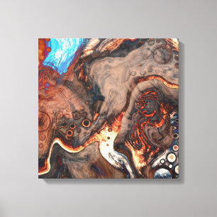 Impressão Em Tela Arte Moderna Castanha, Azul e Laranja