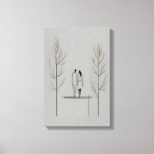 Impressão Em Tela Arte moderna de linha minimalista de Casal