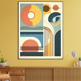 Impressão Em Tela Arte Moderna de Meados do Século Nascer do Sol Pôr