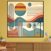 Arte Moderna de Meados do Século Pôr do Sol na Pra