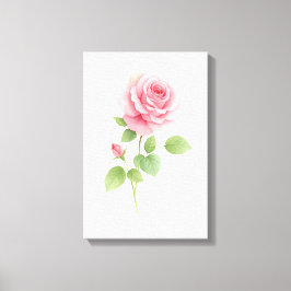 Impressão Em Tela Arte Moderna em Aquarela de Rosa Rosa para Decoraç