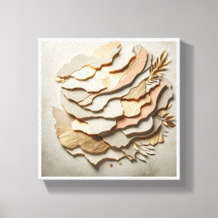 Impressão Em Tela Arte Moderna em Papel Camadas Abstratas - Neutra E