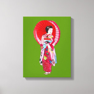 Impressão Em Tela Arte moderna japonesa Geisha com guarda-chuva