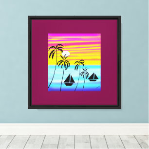 Impressão Em Tela Arte Moderna - Marcha Tropical Sunset