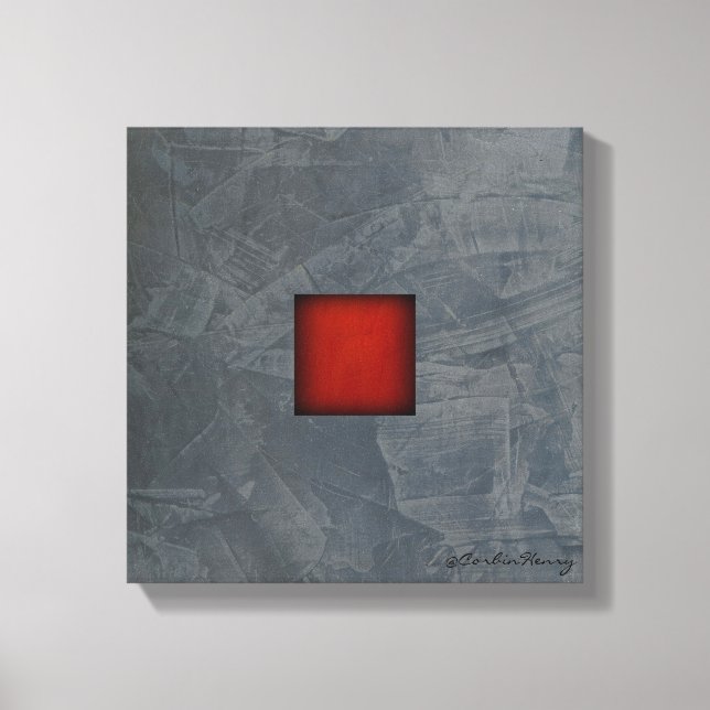 Impressão Em Tela Arte Moderna Vermelho Dramático Cinza Ardósia (Frente)