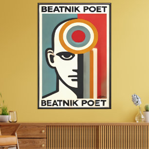 Impressão Em Tela Arte Modernista de Meados do Século Beatnik Poeta