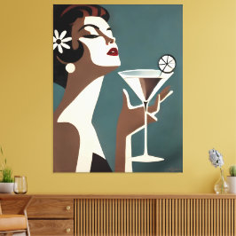 Impressão Em Tela Arte Moderno de Meados do Século A Diva do Martini