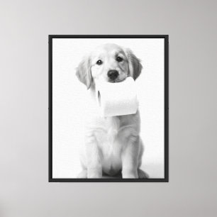 Impressão Em Tela Arte Monocromática Cachorrinho Retriever Dourado P