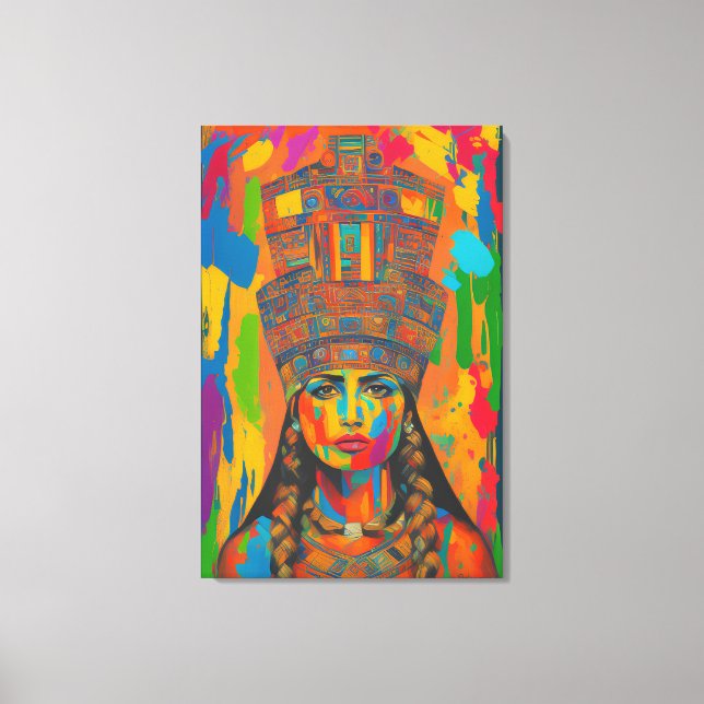 Impressão Em Tela Arte Mulher Aztec (Frente)