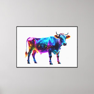 Impressão Em Tela Arte neonatal Colorida - Vaca brilhante Vibrante