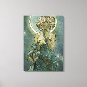 Impressão Em Tela Arte Nova Deslumbrante Mulher de Alphonse Mucha #1