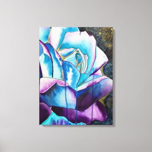 Impressão Em Tela Arte original Rosa-gótica azul (Frente)