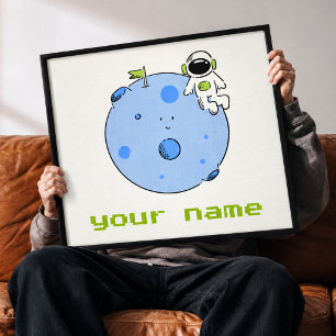 Impressão Em Tela Arte Personalizada de Astronauta Fofo em Tela na P