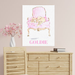 Impressão Em Tela Arte Personalizada de Golden Retriever Amante de C