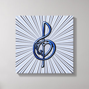 Impressão Em Tela Arte Personalizável do Coração Clef Musical Azu