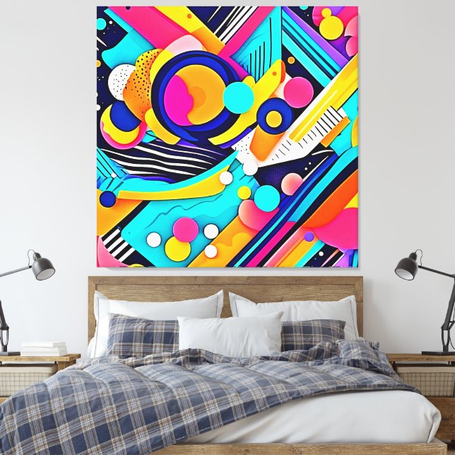 Impressão Em Tela Arte Pop Abstrata Vibrante (Insitu(Quarto))