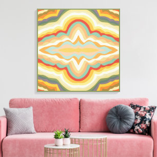 Impressão Em Tela Arte Pop Abstrato Geométrico Padrão Ondulado Retrô