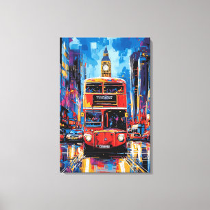 Impressão Em Tela Arte Pop Ônibus de Londres com Fundo do Big Ben