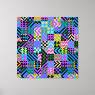 Impressão Em Tela Arte Popular Tribal - Azul
