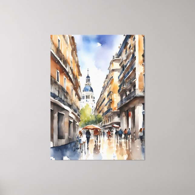 Impressão Em Tela Arte por aquarela de Madrid (Frente)