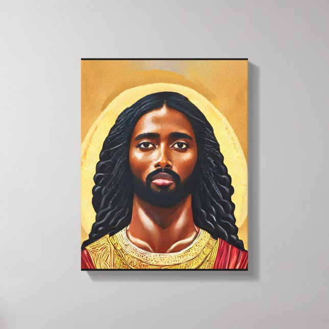 Impressão Em Tela Arte Religiosa Cristo de Jesus Africano Negro (Frente)