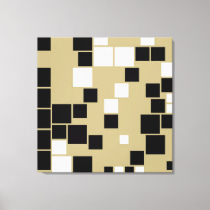 Impressão Em Tela Arte sem costura com padrão preto e branco retrô