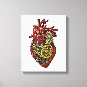 Impressão Em Tela Arte Steampunk Human Heart Anatomy