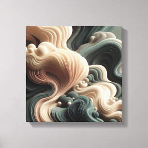 Impressão Em Tela Arte Surrealista de Mármore Flutuante com Curvas E