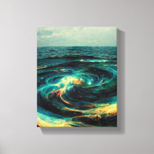 Impressão Em Tela Arte surrealista Galáxia Do Oceano