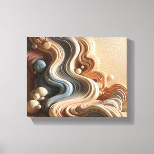 Impressão Em Tela Arte Surrealista Geométrico Derretido em Tons Terr