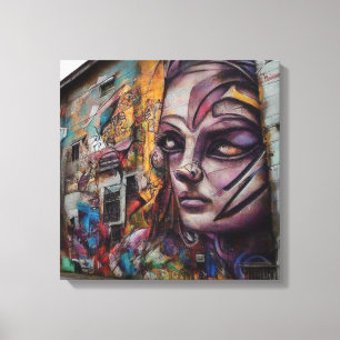 Impressão Em Tela Arte Urbana em Edifício Abandonado