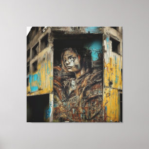 Impressão Em Tela Arte Urbana em Edifício Abandonado