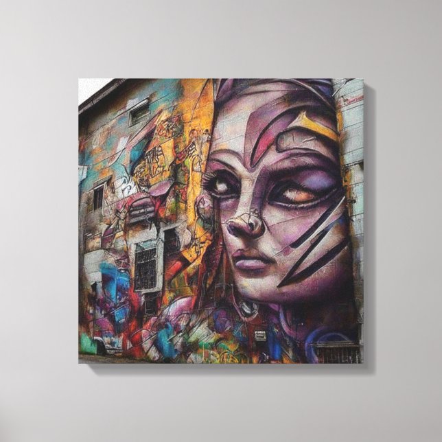 Impressão Em Tela Arte Urbana sobre Edifício Abandonado (Frente)