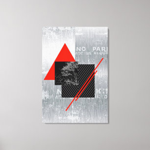 Impressão Em Tela Arte vermelha, preta, preta & branca da parede do