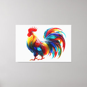 Impressão Em Tela Arte Vibrante de Galo Colorido