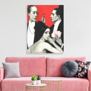 Impressão Em Tela Arte Vintage Art Deco Noir Mystery Poker Benda Art