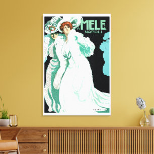 Impressão Em Tela Arte Vintage Art Nouveau, Moda Italiana, Mulheres 