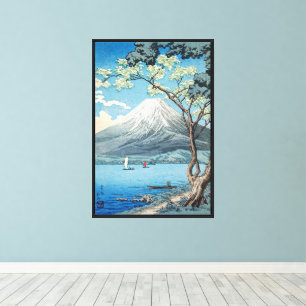 Impressão Em Tela Arte Vintage do Monte Fuji e Lago Yamanaka Japonês