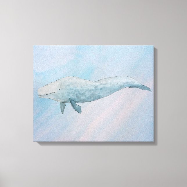 Impressão Em Tela Artística Animal Aquarela Baleia Azul (Frente)