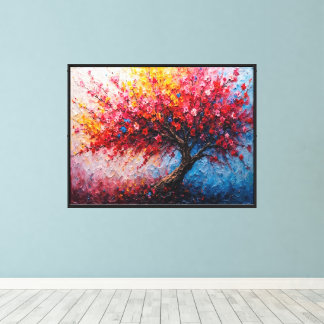 Impressão Em Tela Árvore Colorida de Florescência - Impasto de Pintu