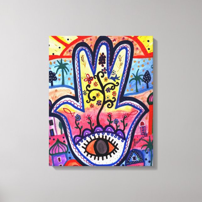 Impressão Em Tela Árvore da Vida de Prisarts HAMSA (Frente)