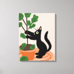Impressão Em Tela Árvore de figo de gato engraçado plantas em vaso d