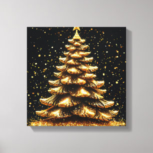 Impressão Em Tela Árvore de Natal Dourada