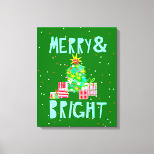 Impressão Em Tela Árvore de Natal Feliz e brilhante