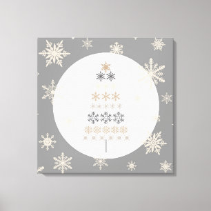 Impressão Em Tela árvore de Natal moderna com floco de neve